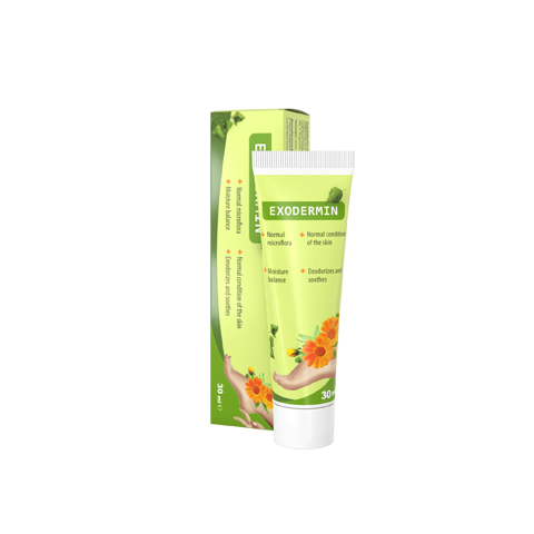 Flacon d'Exodermin avec ingrédients naturels