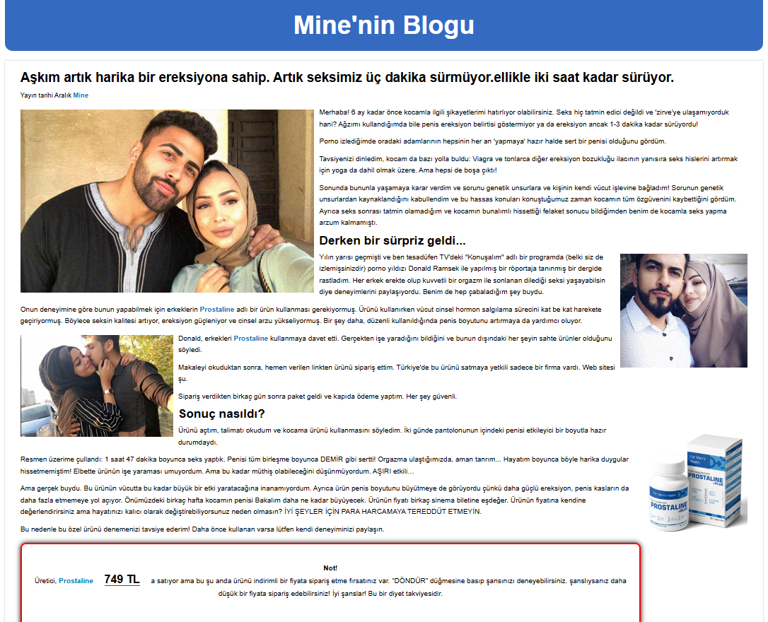 Prostaline ürün ambalajı