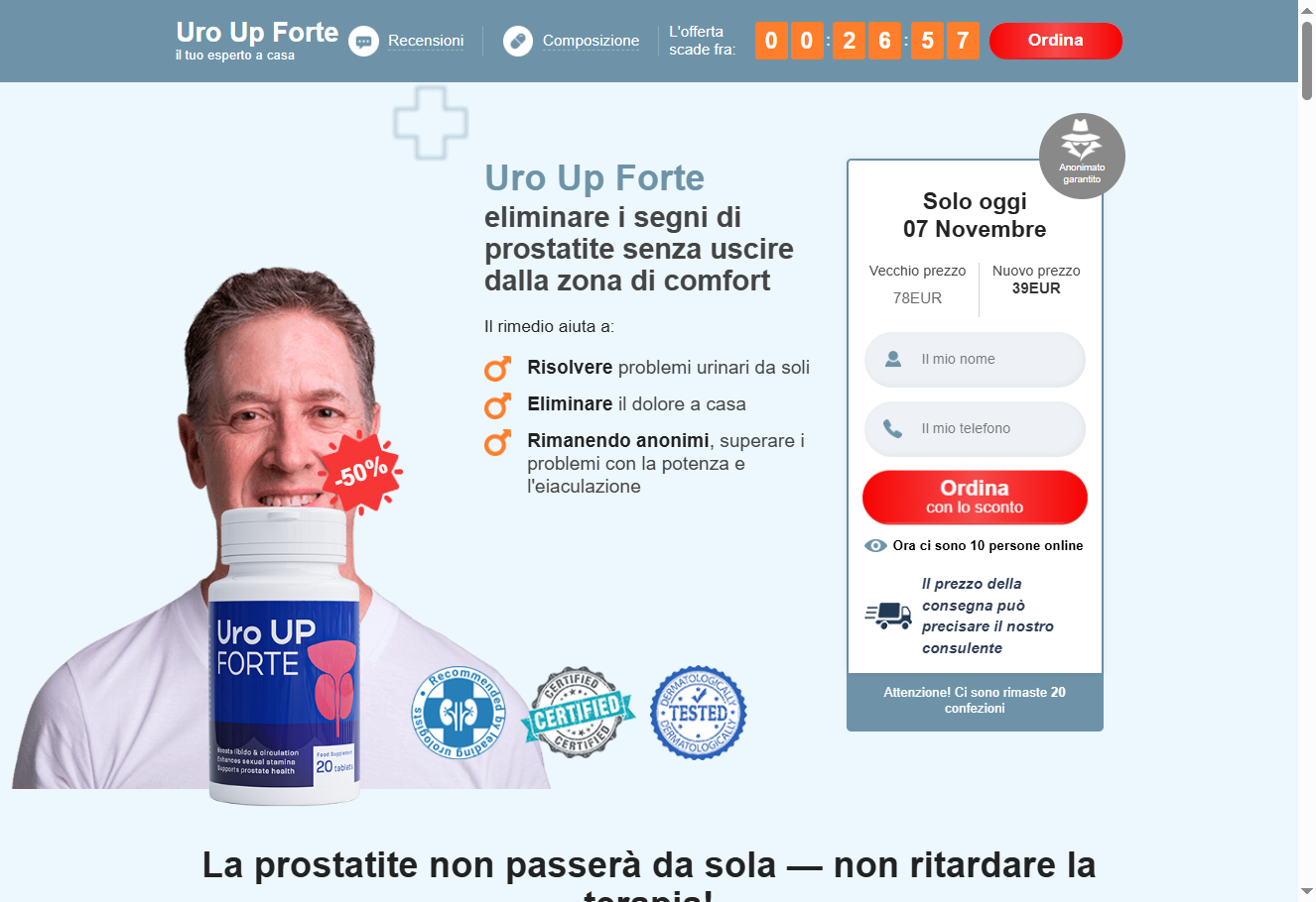 Immagine Uro UP Forte per prostatite