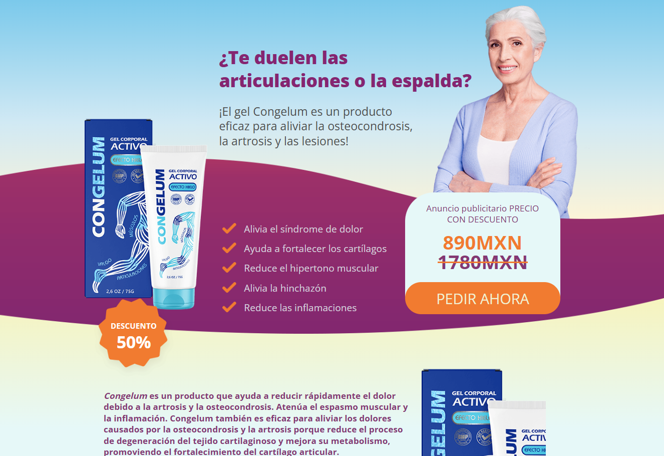 Imagen de Congelum destacando sus beneficios